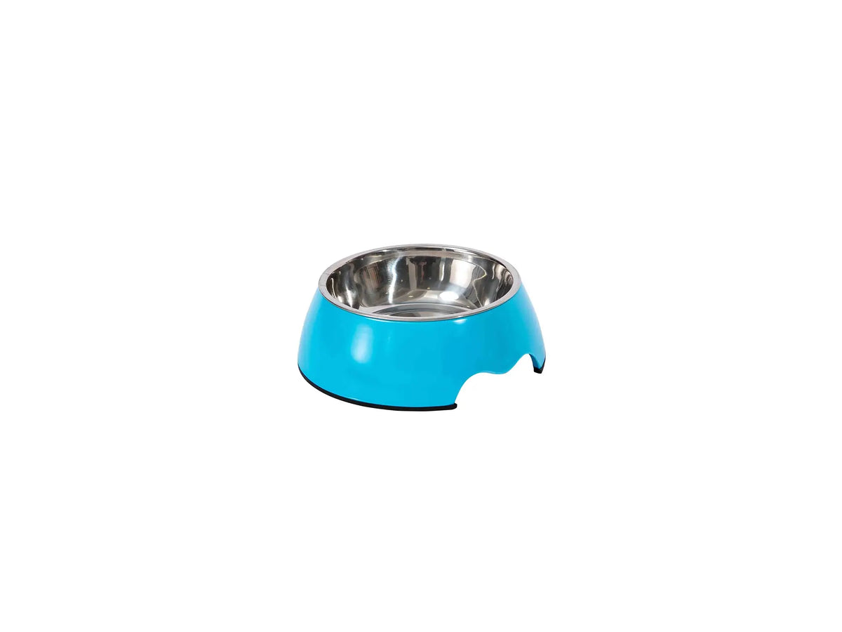 Freedog Blue Melamine and Stainless Steel Feeding Bowl, S, 210 ml