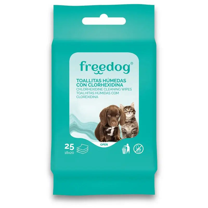 Freedog Chlorhexidine Pocket Wipes 25Packs