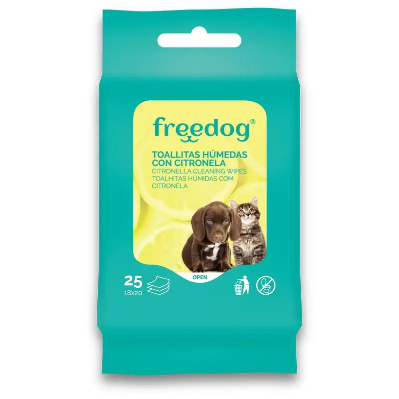 Freedog Citronella Pocket Wet Wipes 25 Ud 18X20Cm