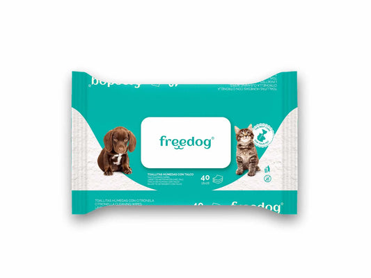 Freedog Talcum Powder Wipes Large 40 Units 28 X 18Cm