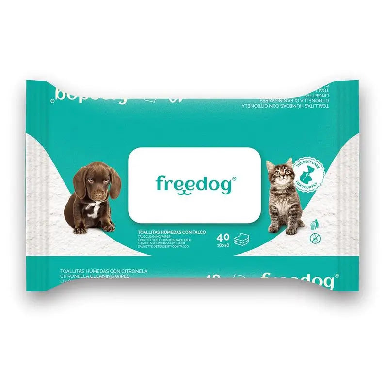 Freedog Talcum Powder Wipes Large 40 Units 28 X 18Cm