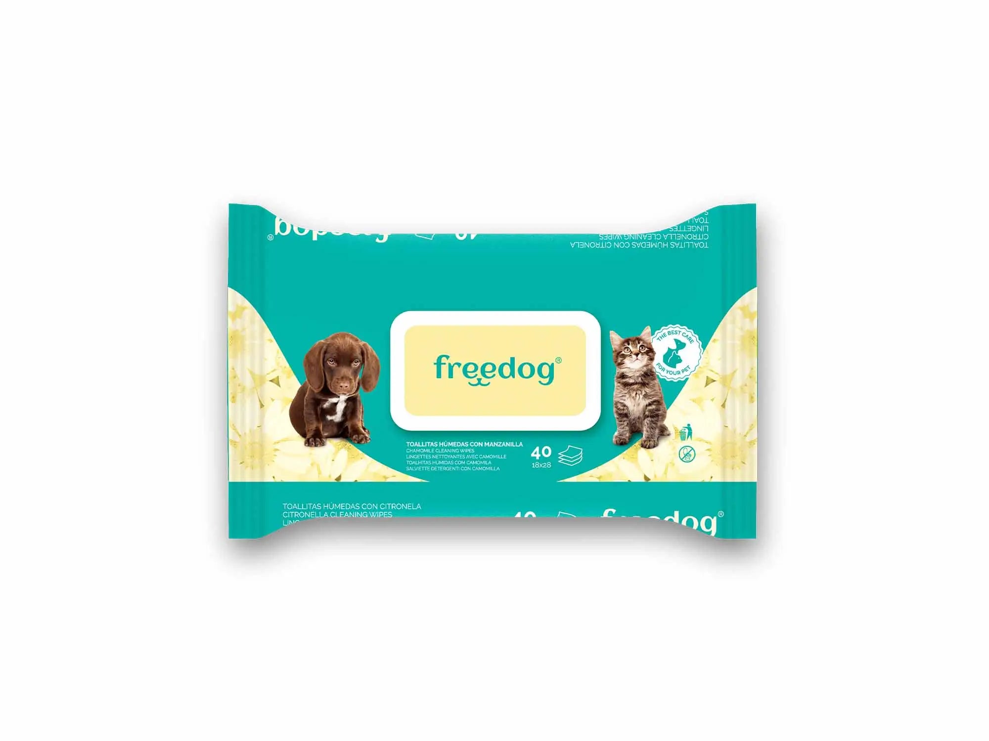 Freedog Moisturising Wipes Chamomile Gd 40 Ud 28 X 18Cm