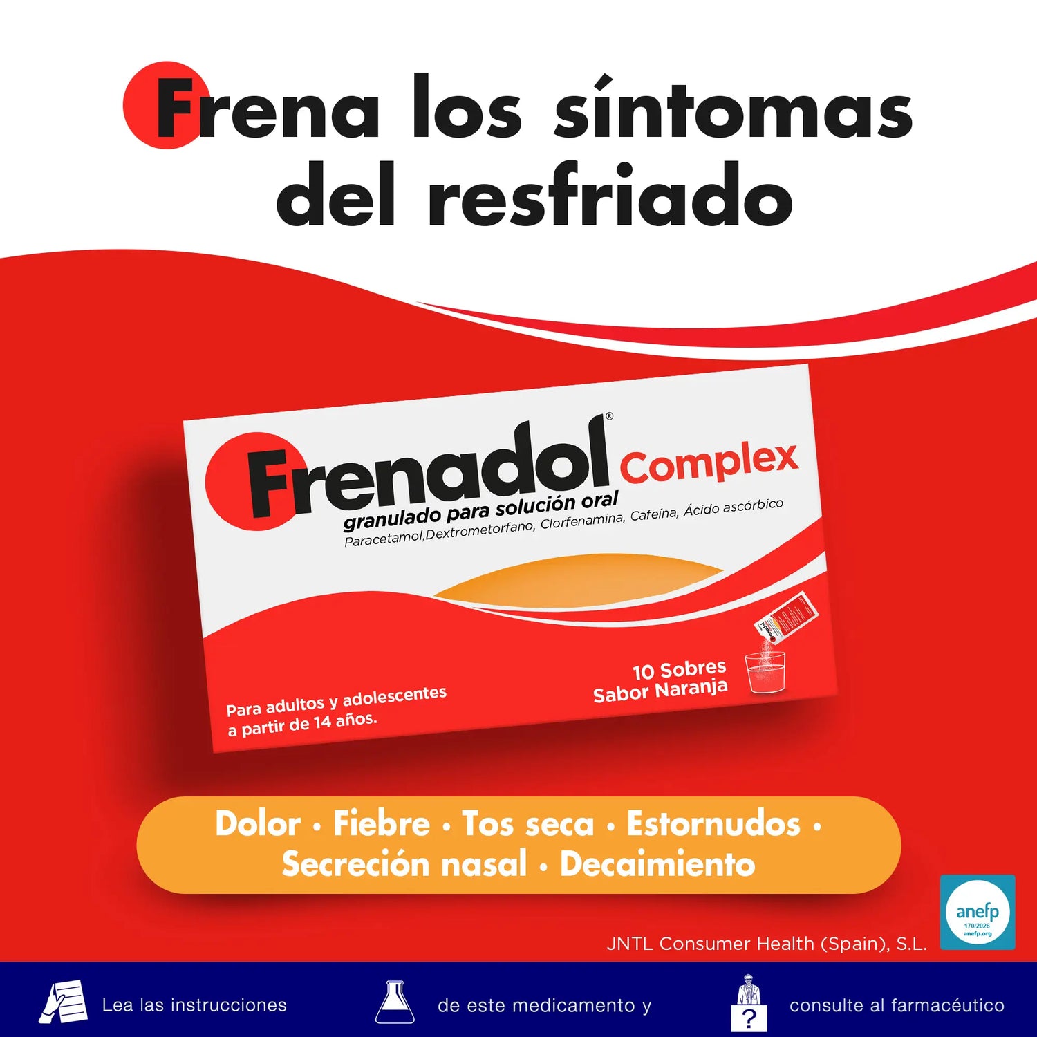 FRENADOL® Flu Relief Complex, Oral Use, 10 Sachets