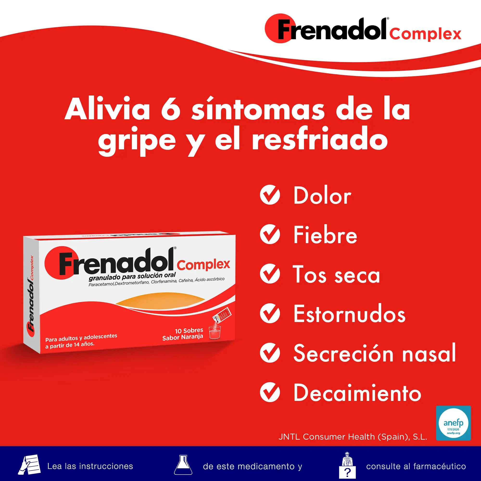FRENADOL® Flu Relief Complex, Oral Use, 10 Sachets