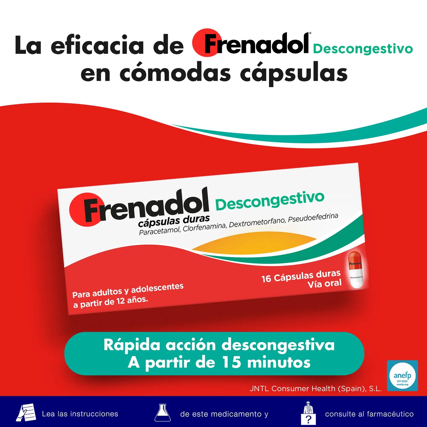 FRENADOL® Flu Decongestant, Oral Use, 16 capsules