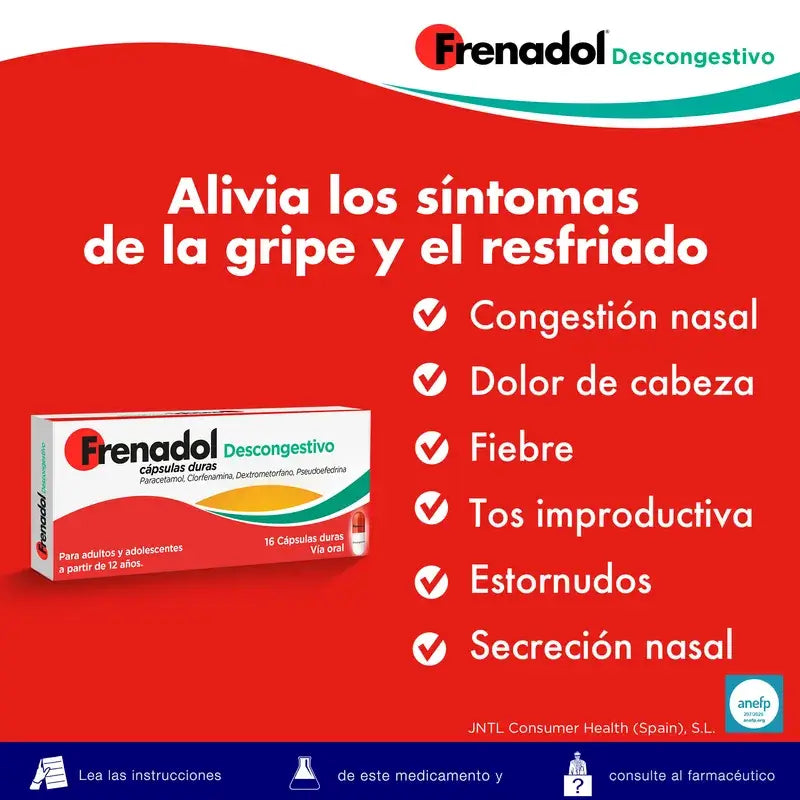 FRENADOL® Flu Decongestant, Oral Use, 16 capsules