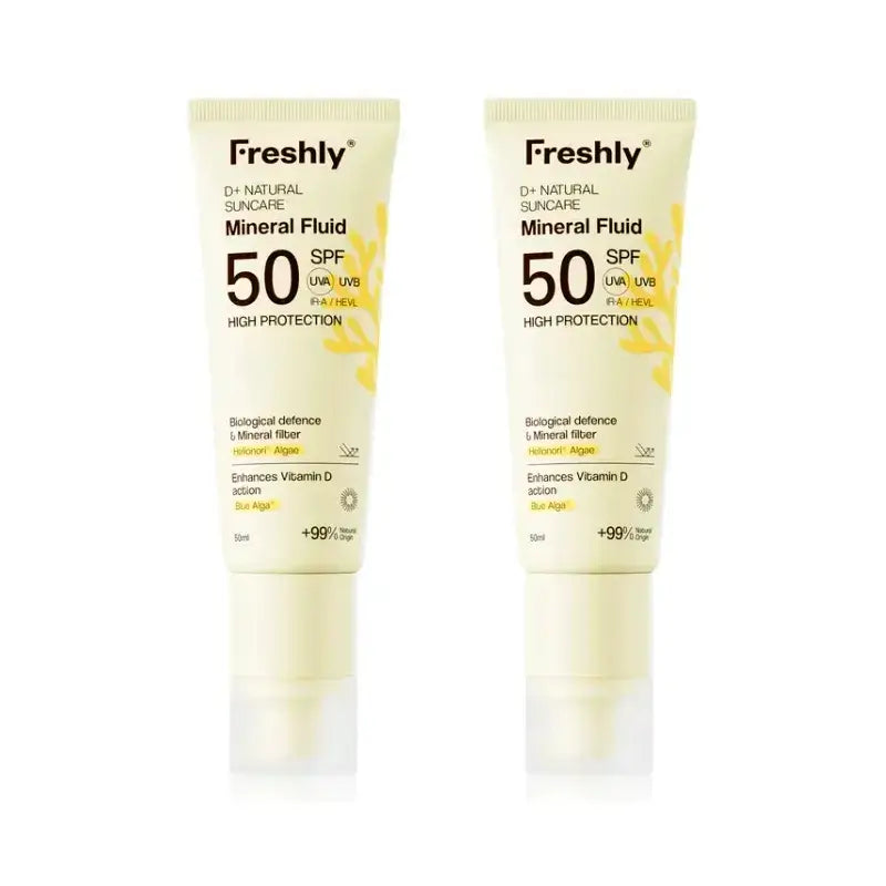 Freshly D+ Natural Suncare Mineral Fluid Spf50, Pack 2 x 50 ml