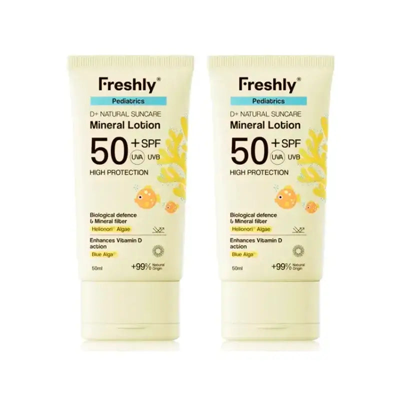 Freshly Pediatrics D+ Natural Suncare Mineral Lotion Spf50, Pack 2 x 50 ml