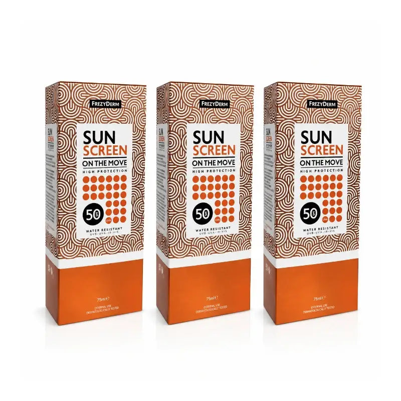 Frezyderm Sun Screen On The Move High Protection Spf 50 Pack 3 x 75 Ml