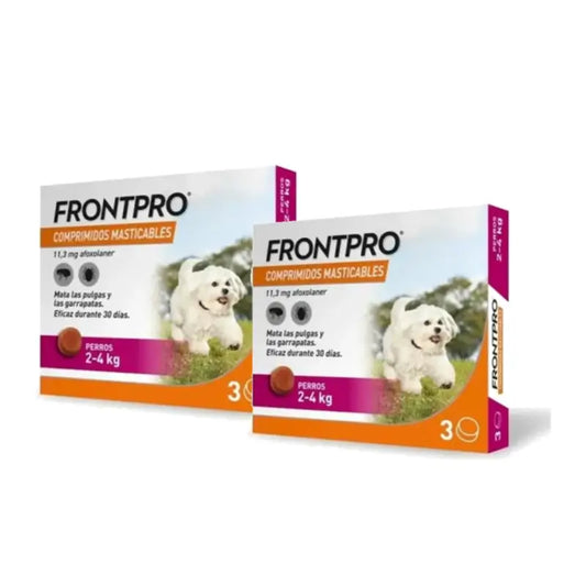 Frontpro Parasite Treatment for Dogs 2–4 kg (S), Pack of 2 x 3 Chewable Tablets