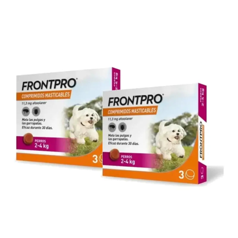 Frontpro Parasite Treatment for Dogs 2–4 kg (S), Pack of 2 x 3 Chewable Tablets
