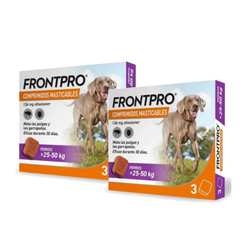Frontpro Parasite Treatment for Dogs 25–50 kg (XL), Pack of 2 x 3 Chewable Tablets