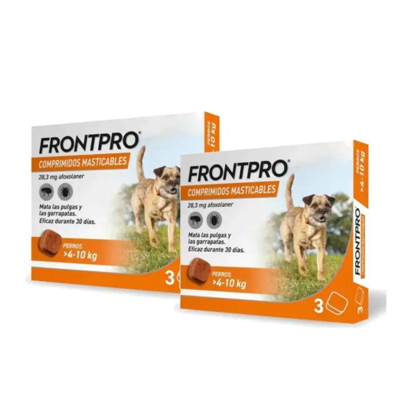 Frontpro Parasite Treatment for Dogs 4–10 kg (M), Pack of 2 x 3 Chewable Tablets
