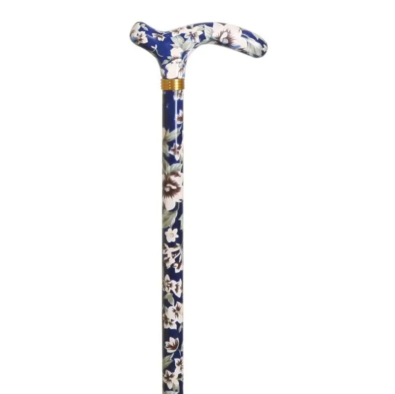 García 1880 Extendable Aluminium Crutch Stamped with Floral Patterns and Blue Background