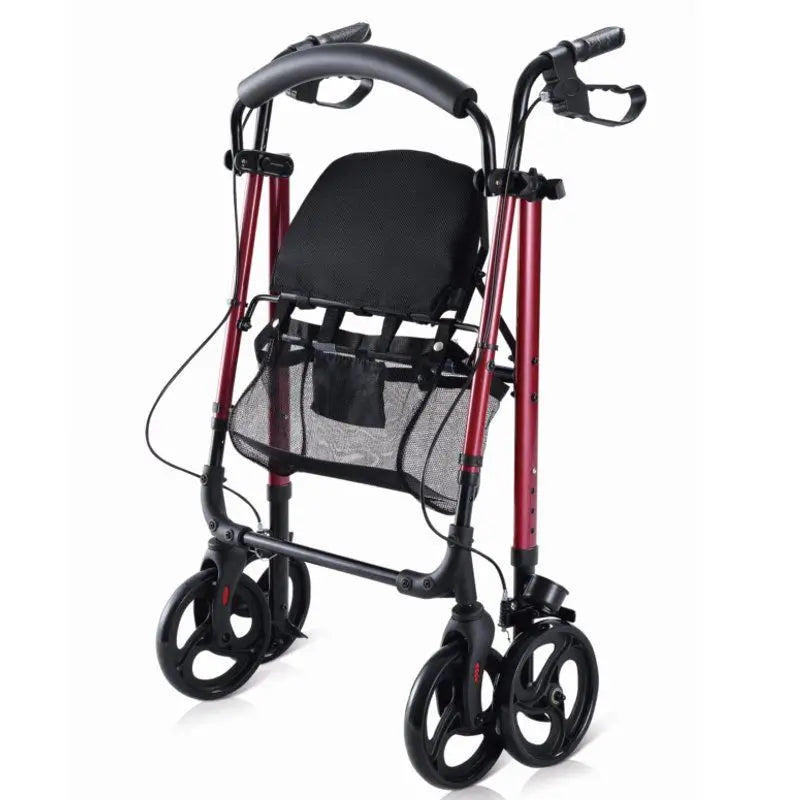 García 1880 Aluminium Rollator with Height-Adjustable Seat (Red)