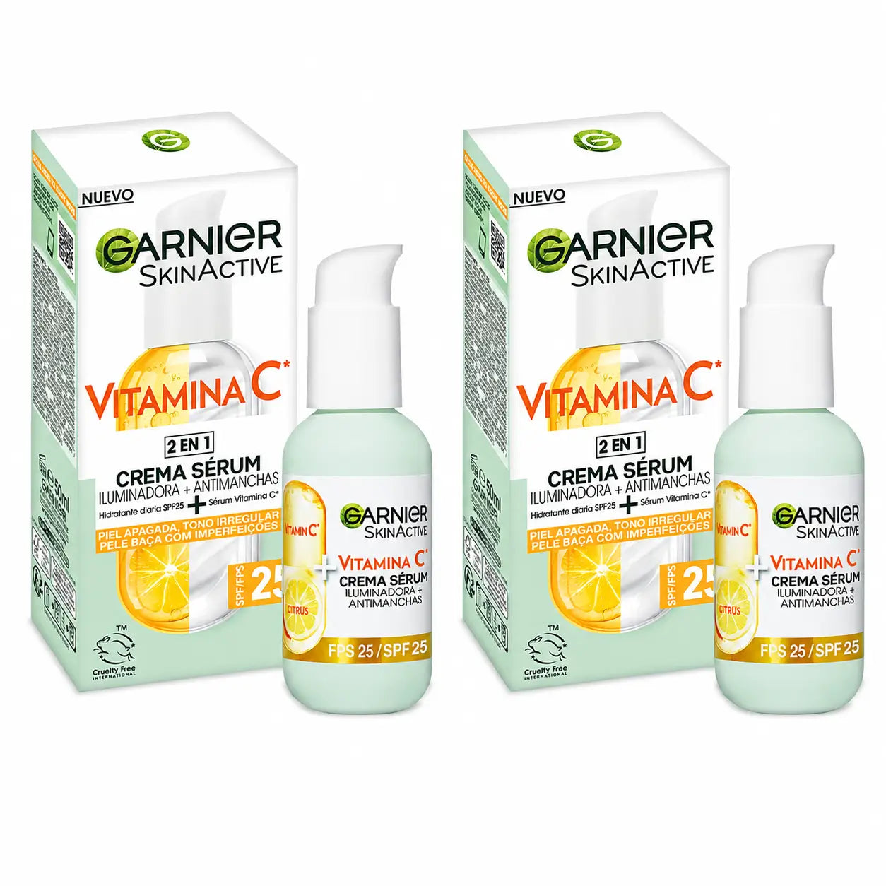 Garnier Serum Cream With Spf 25. High Concentration Serum With Vitamin C And Sun Protection, 50Ml , pack 2