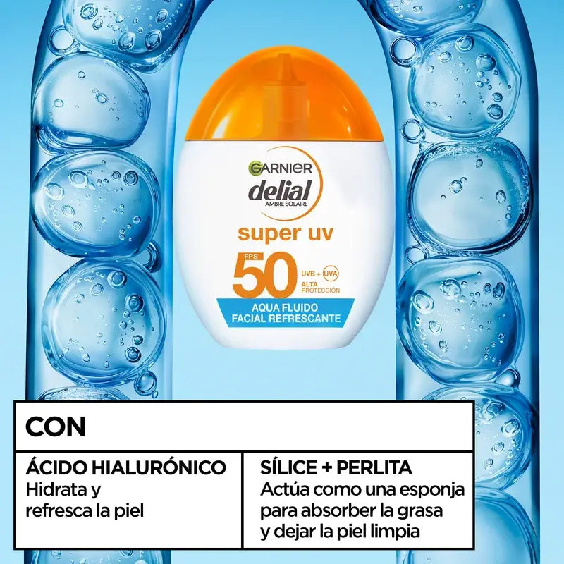Garnier Delial Water Refreshing Face Fluid Spf 50 Invisible, 40 ml