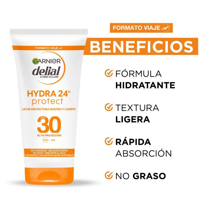 Garnier Delial Delial Protective Milk Spf 30 Hydra 24 Protect, Water Resistant & Moisturising Formula With Shea Butter