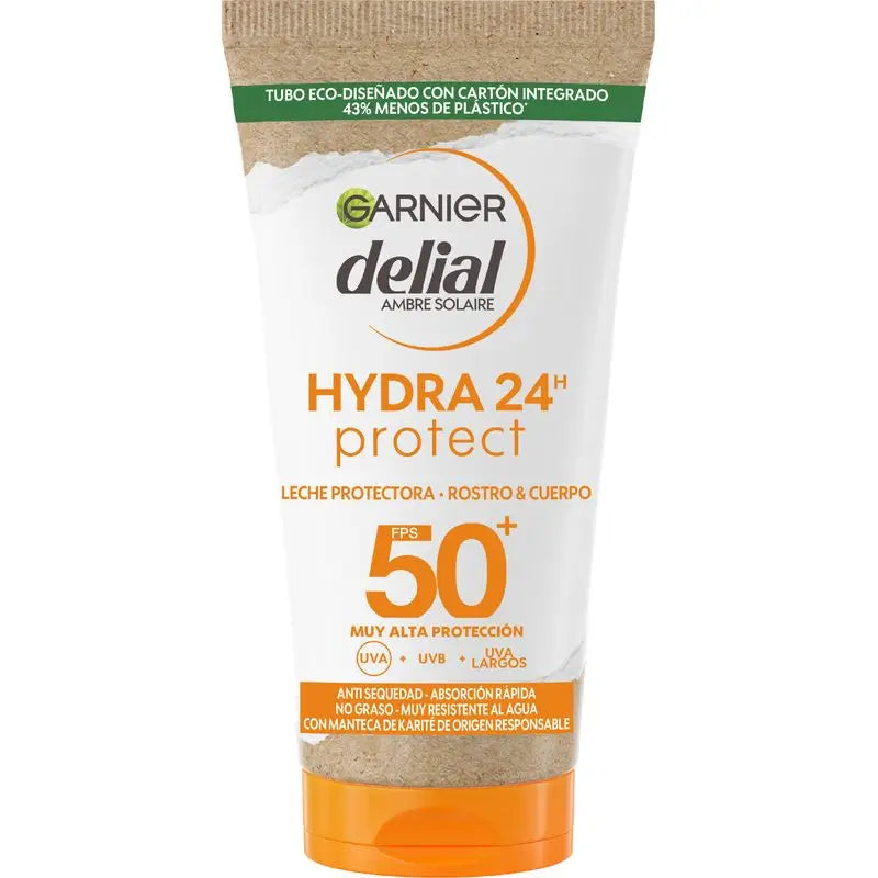Garnier Delial Delial Protective Milk Spf 50+ Hydra 24 Protect, Water Resistant & Moisturising Formula With Shea Butter