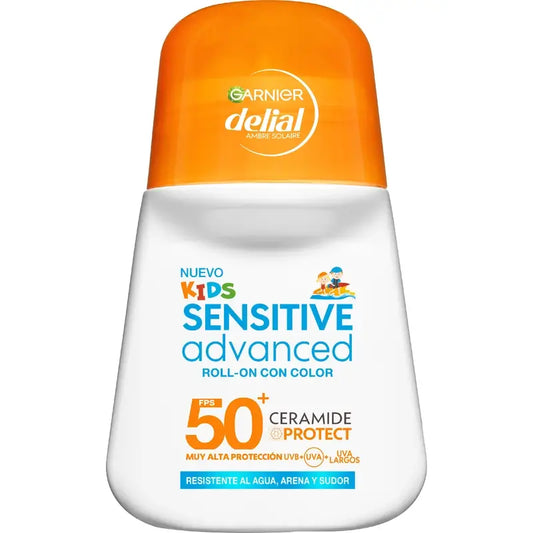 Garnier Delial Delial Sensitive Advanced Kids Roll-On With Colour Fps 50+, 50 ml