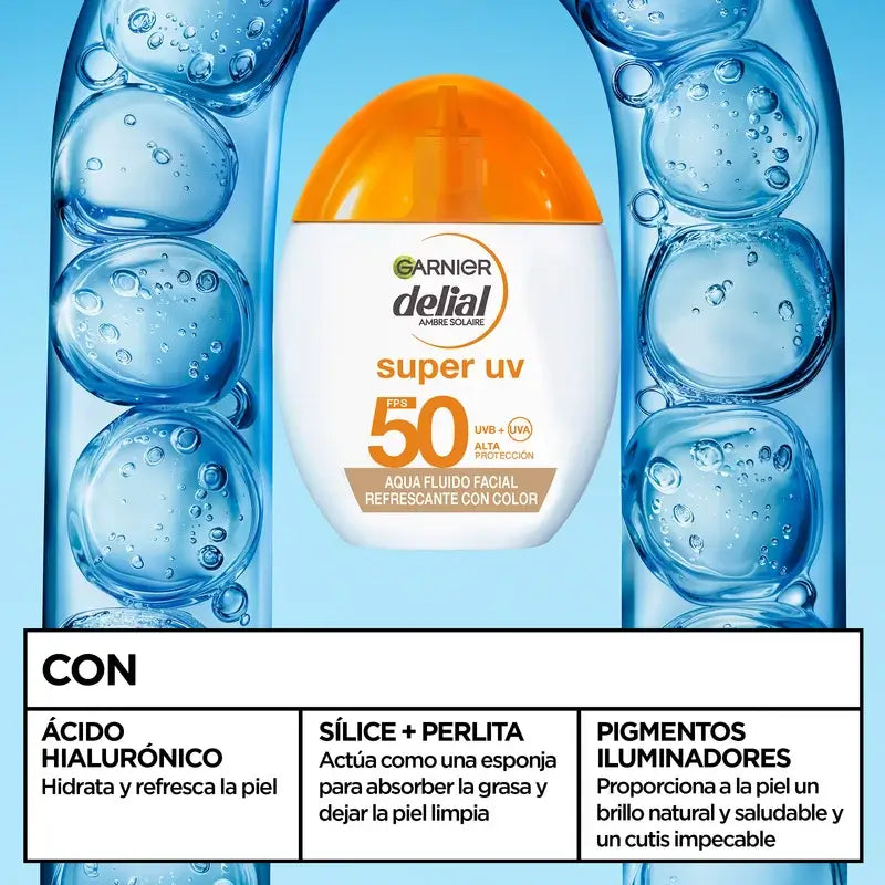 Garnier Delial Super Uv Water Refreshing Facial Fluid Spf 50 Matte Effect, 50 ml