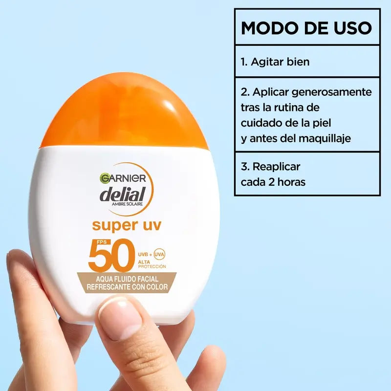 Garnier Delial Super Uv Water Refreshing Facial Fluid Spf 50 Matte Effect, 50 ml