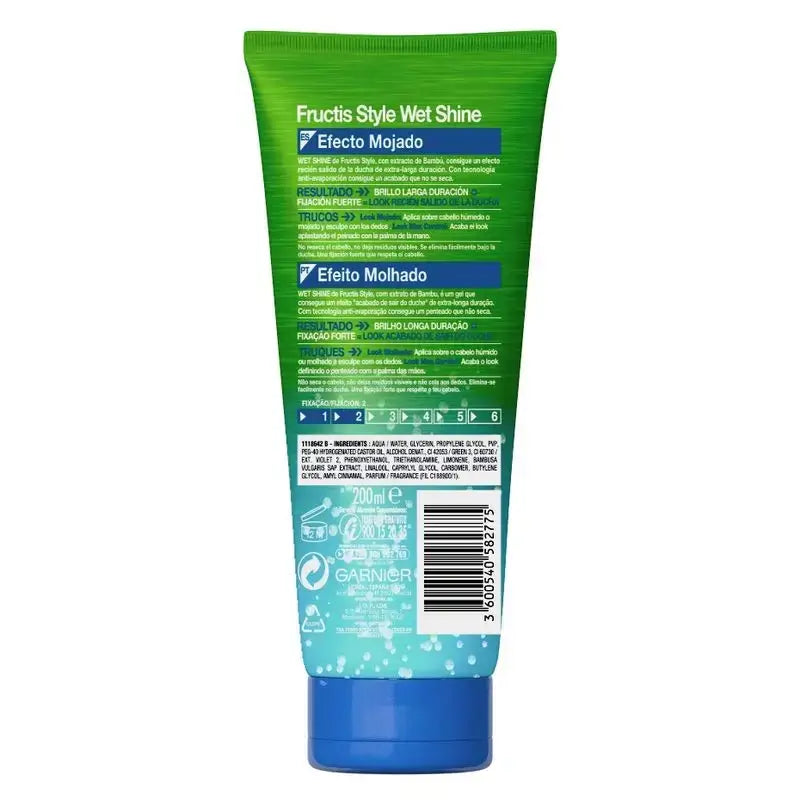 Garnier Fructis Style Gel Wet Shine Wet Effect, Pack 3 x 250 Ml