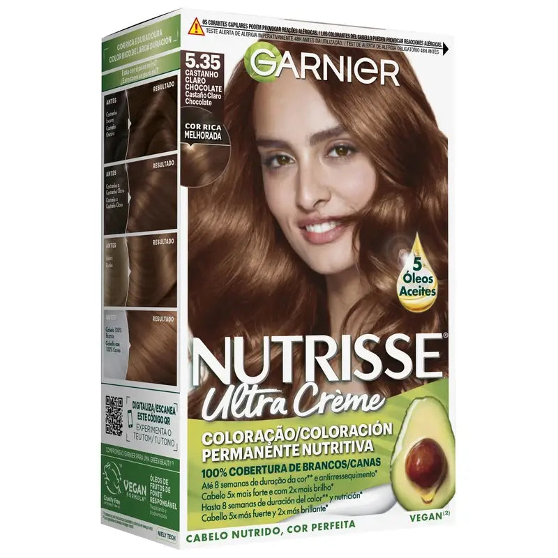 Garnier Nutrisse Permanent Colour Permanent Colour Chocolate Brown Shade 5,35 , 160 ml