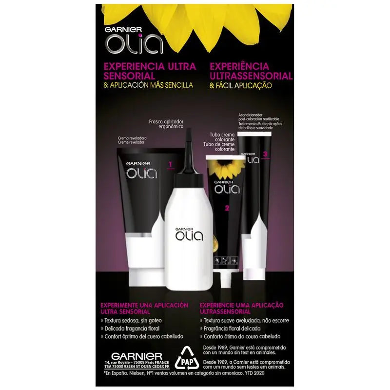 Garnier Olia Permanent Colouring Ammonia Free, Pleasant Smelling With Natural Floral Oils - Golden Blonde 7.3