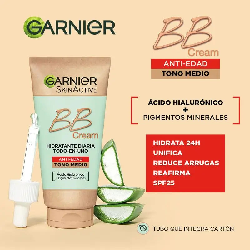 Garnier Skinactive Bb Cream Anti Age Medium Tone. All In One Moisturiser With Colour Spf15, 50Ml