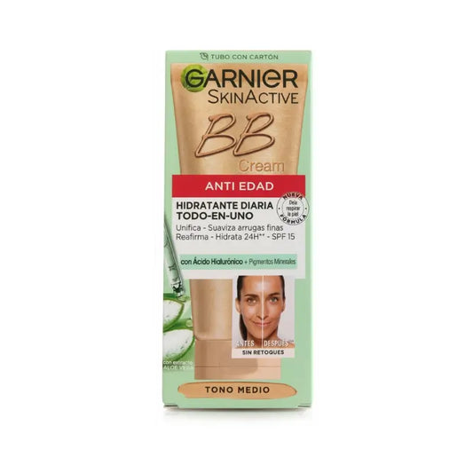 Garnier Skinactive Bb Cream Anti Age Medium Tone. All In One Moisturiser With Colour Spf15, 50Ml