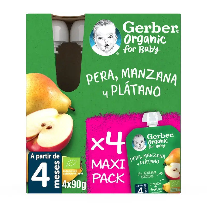 GERBER Pouch Organic Multipack Pear, Apple, Banana
