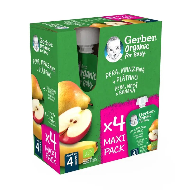 GERBER Pouch Organic Multipack Pear, Apple, Banana