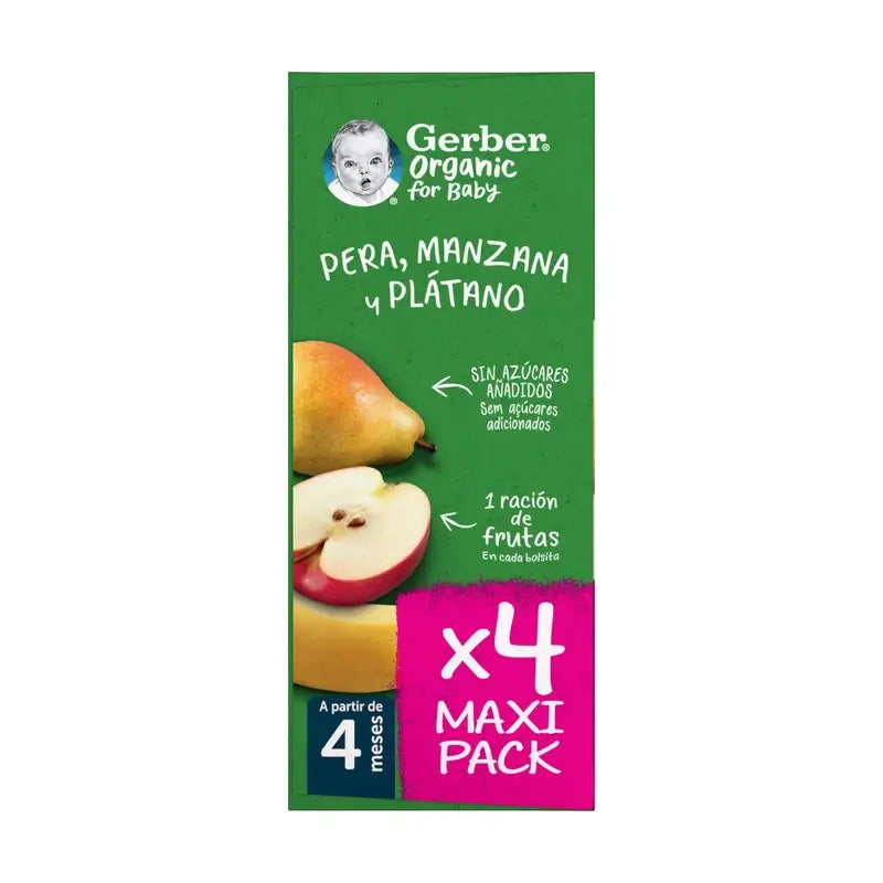 GERBER Pouch Organic Multipack Pear, Apple, Banana