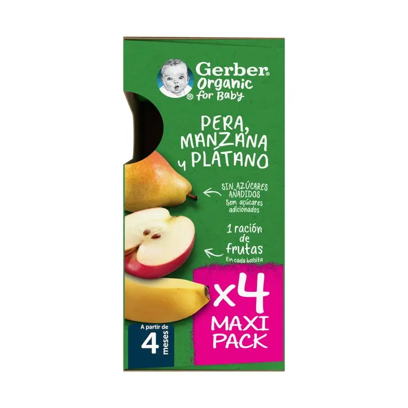 GERBER Pouch Organic Multipack Pear, Apple, Banana