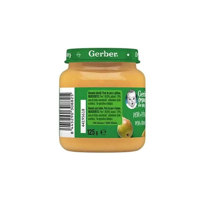 Gerber Organic Pear and Banana Pear Jars , 125g