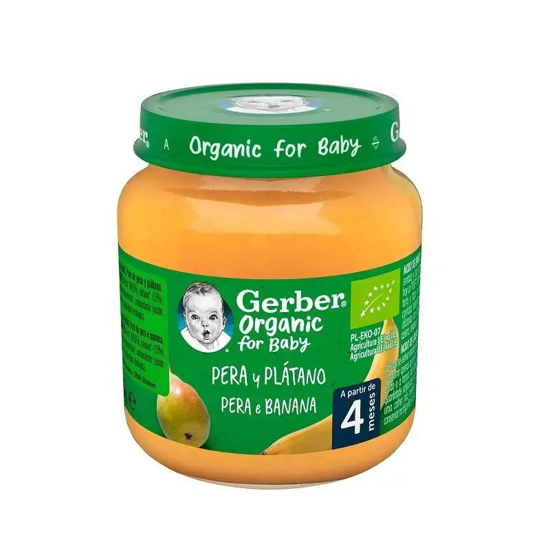 Gerber Organic Pear and Banana Pear Jars , 125g