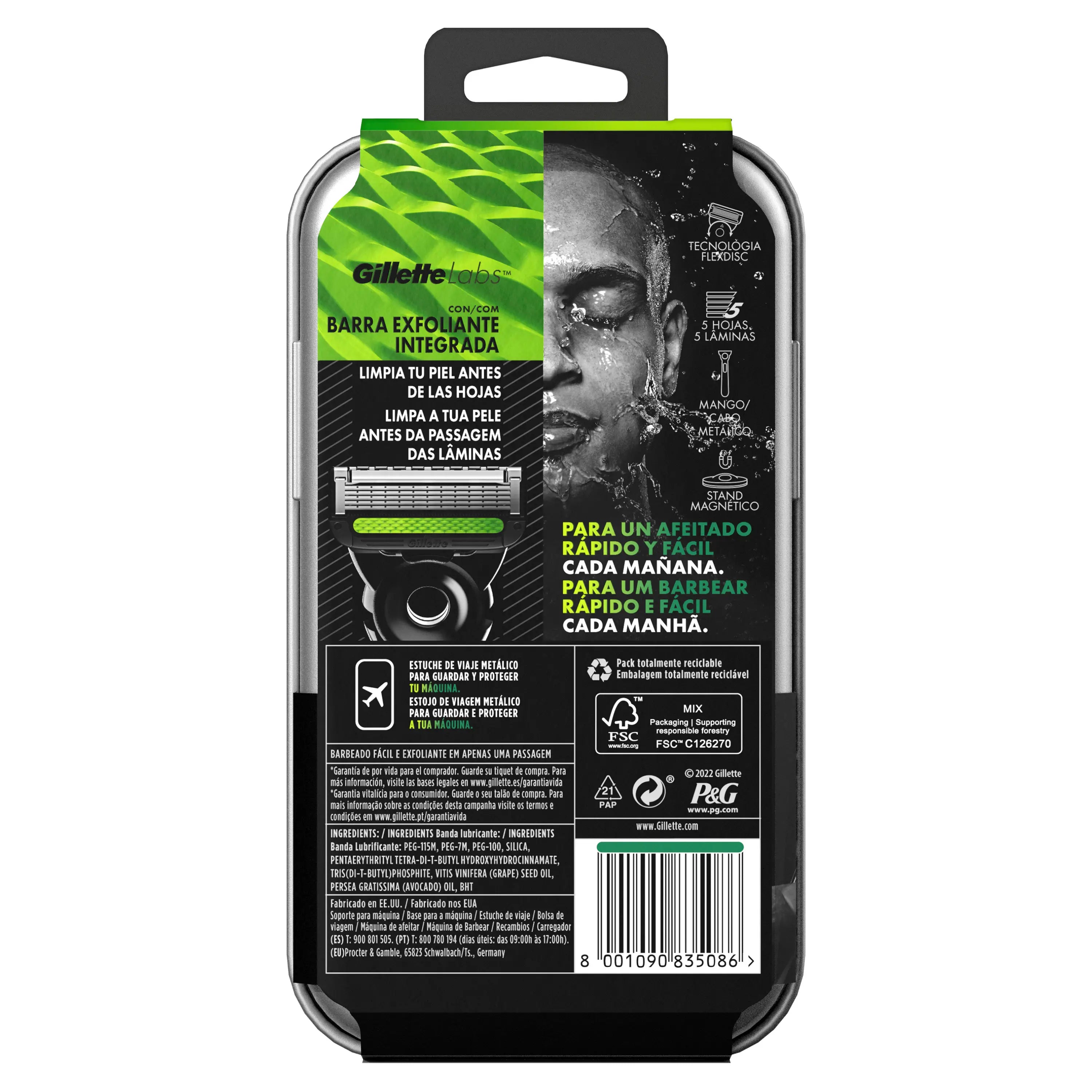 Gillette Labs Razor with Exfoliating Stick + 5 Refills