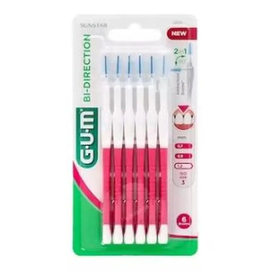 Gum Bi-Direction Fine Tapered Toothbrush Pink 1.2