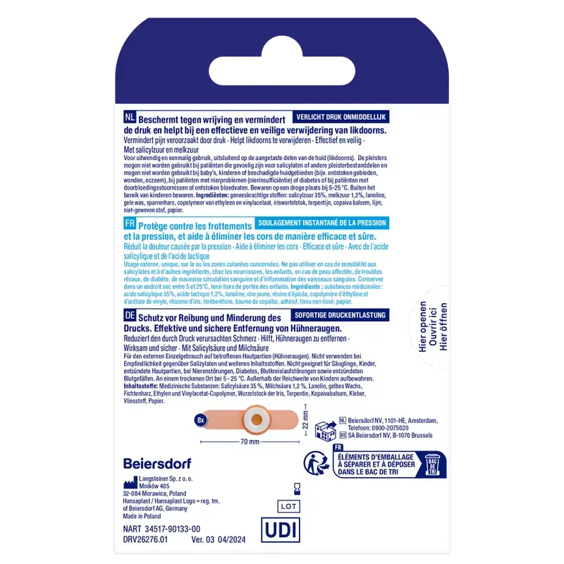 Hansaplast Salicylic Acid Bandage For Corns and Calluses, 8 pcs.