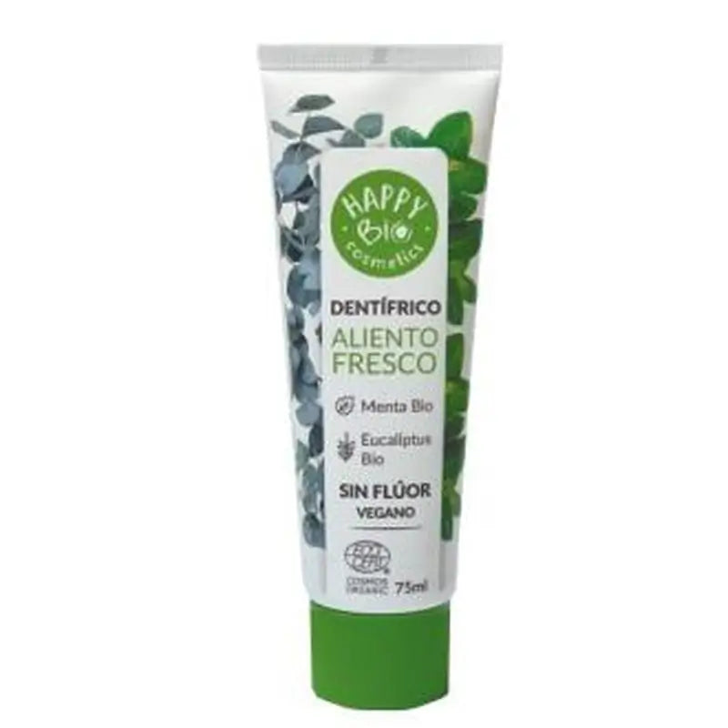 Happy Bio Toothpaste Fresh Breath Mint Fluoride Free 75M Eco