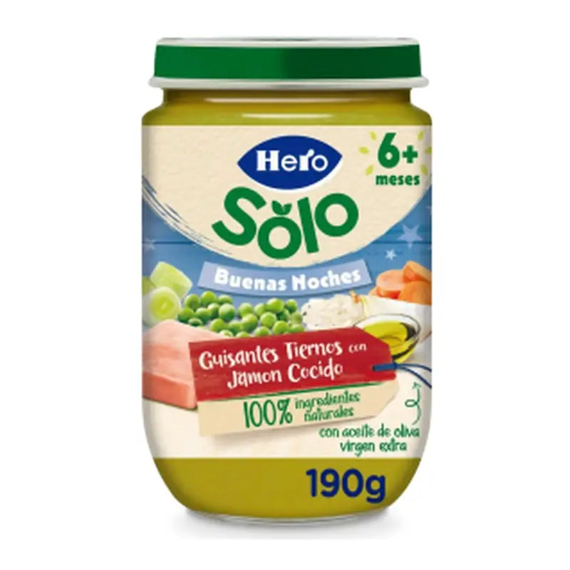 Hero Baby Buenas Noches Tarrito Buenas Noches Tender Peas Cooked Ham, 190 g