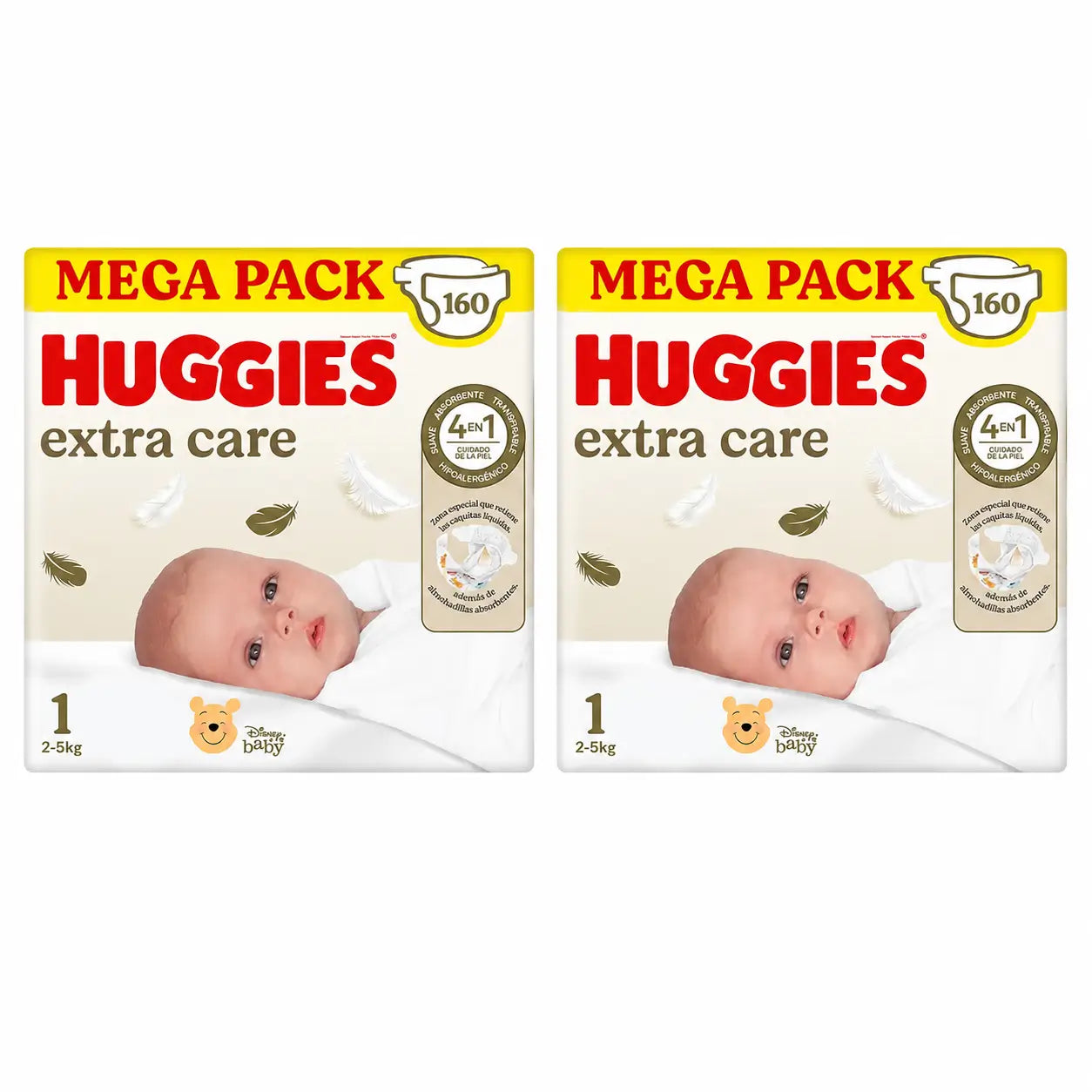 Huggies Extra Care Size 1 (2-5 Kg) Disney Baby Nappy , 160 pcs, pack 2