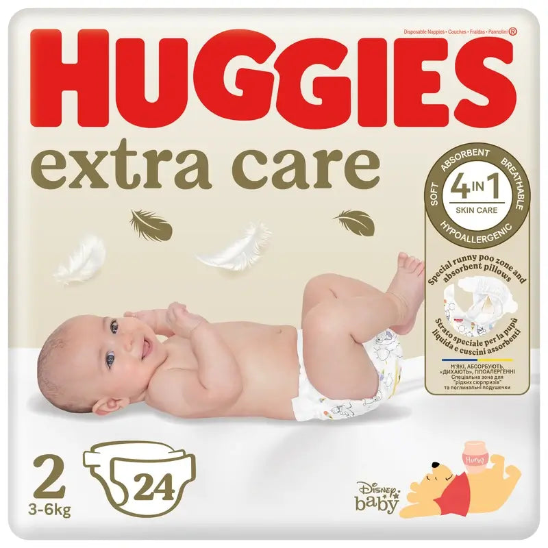 Huggies Extra Care Size 2 (3-6 Kg) Disney Baby Diaper, 24 pcs.