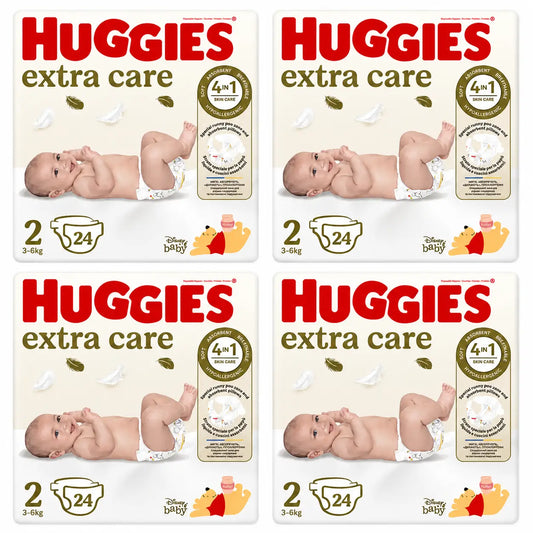 Huggies Extra Care Size 2 (3-6 Kg) Disney Baby Diaper, 24 pcs., pack 4