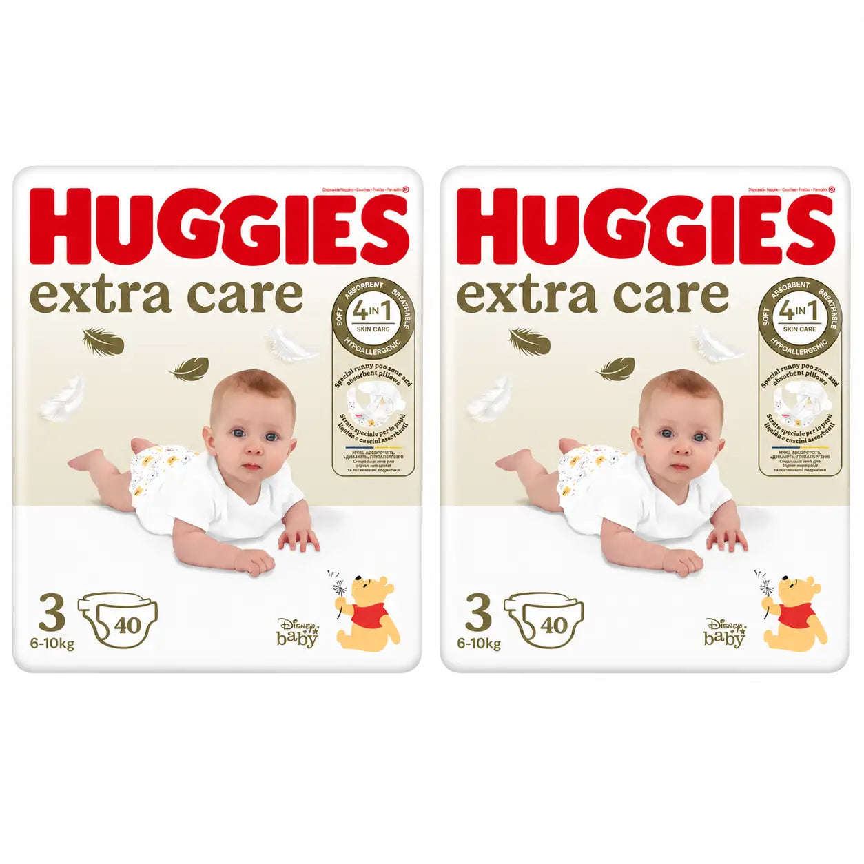 Huggies Extra Care Size 3 (6-10 Kg) Disney Baby Nappy, 40 pcs, pack 2