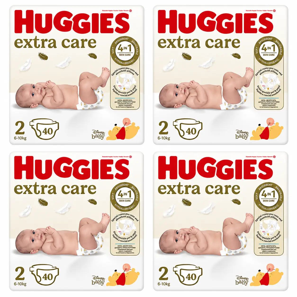 Huggies Extra Care Size 3 (6-10 Kg) Disney Baby Nappy, 40 pcs, pack 4