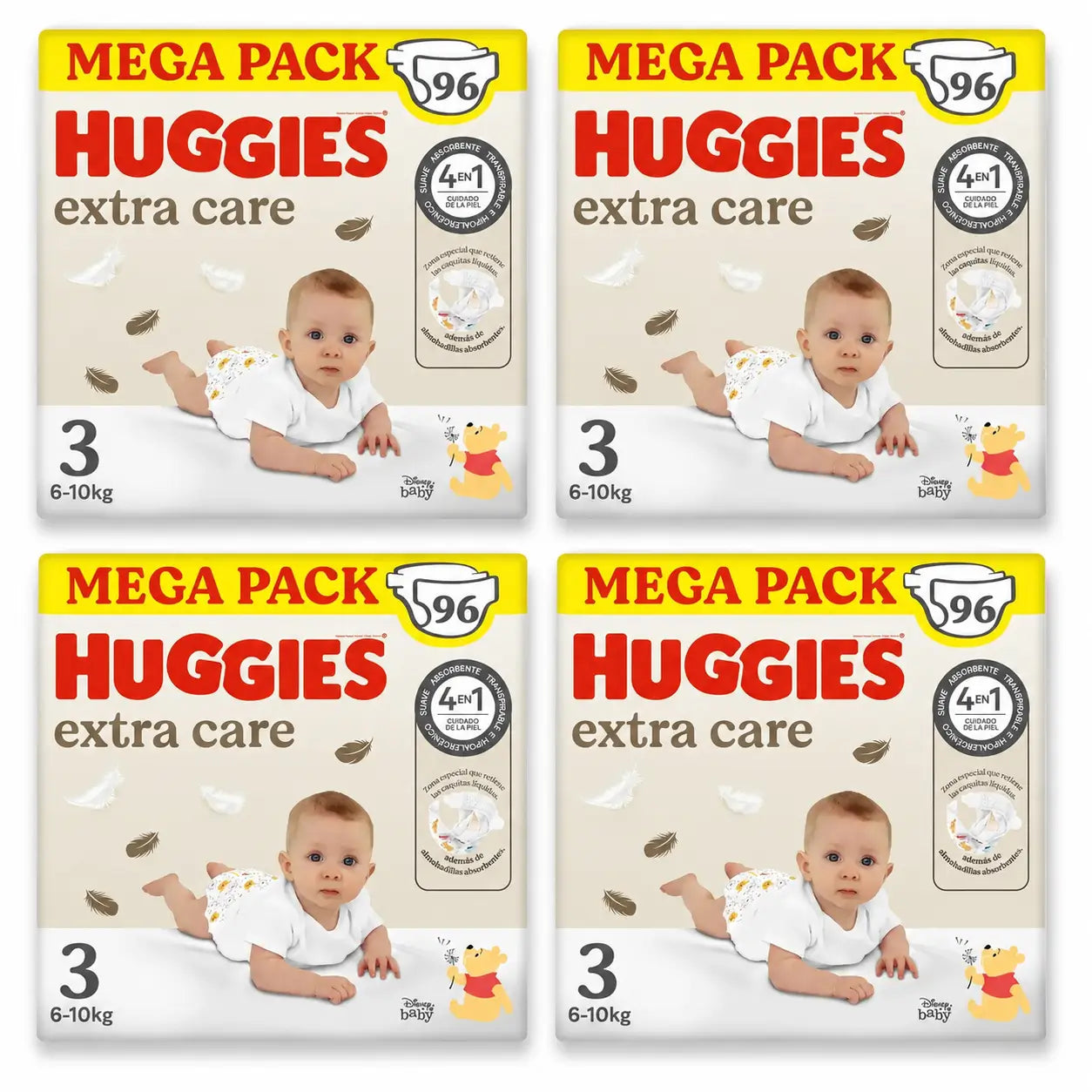 Huggies Extra Care Size 3 (6-10 Kg) Disney Baby Nappy , 96 pieces, pack 4