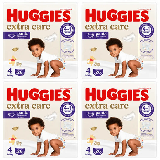 Huggies Extra Care Size 4 (9-14 Kg) Disney Baby Diaper Briefs , 26 pieces, pack 4