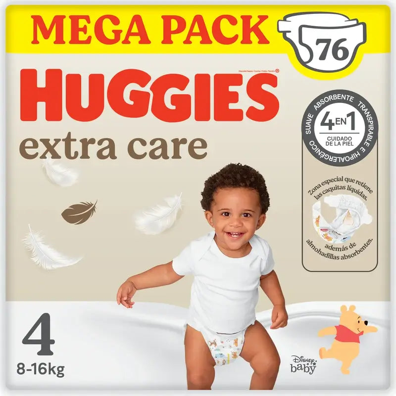 Huggies Extra Care Size 4 (8-16 Kg) Disney Baby Nappy , 76 pieces